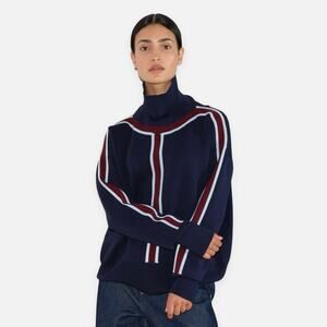 Nomia Track Stripe Mockneck Sweater Womens size Small